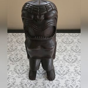 Vintage Hand Carved Wood Tiki Statue Hawaii Luau Decor